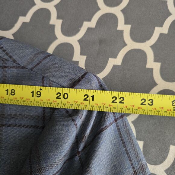 Enzo Tovare Blazer Sport Coat Mens 46R Blue Gray Plaid Wool Two Button Vented - Picture 13 of 16